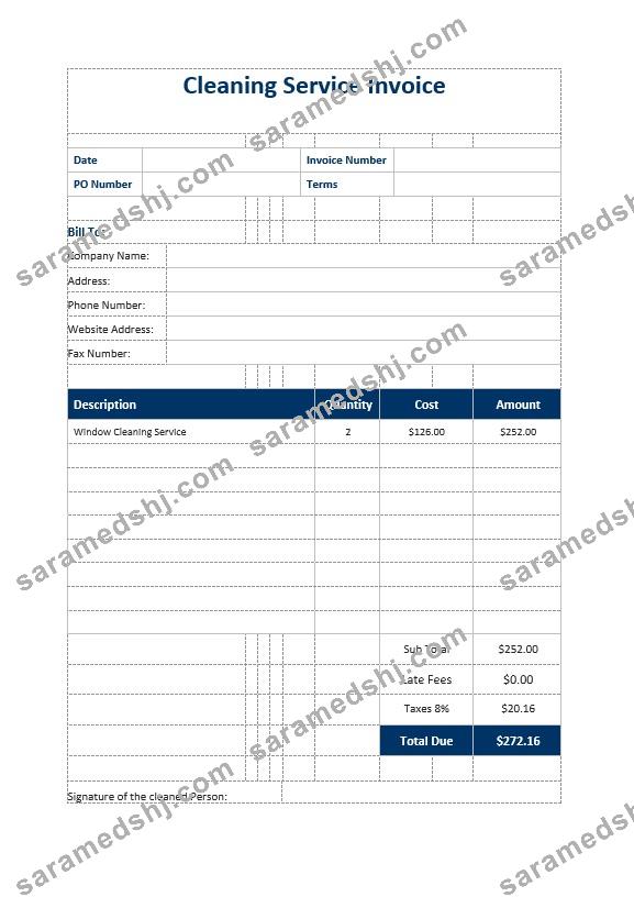Cleaning Service Invoice Template